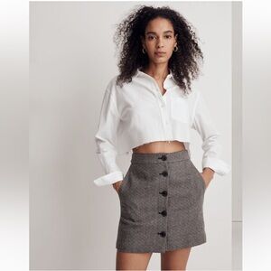 Madewell Button-Front Mini Skirt in Yarn-Dyed Geo, NWT!